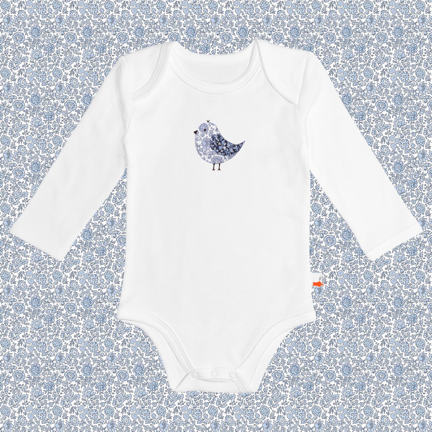 Long Sleeve Bodysuit - Bird Pale Blue