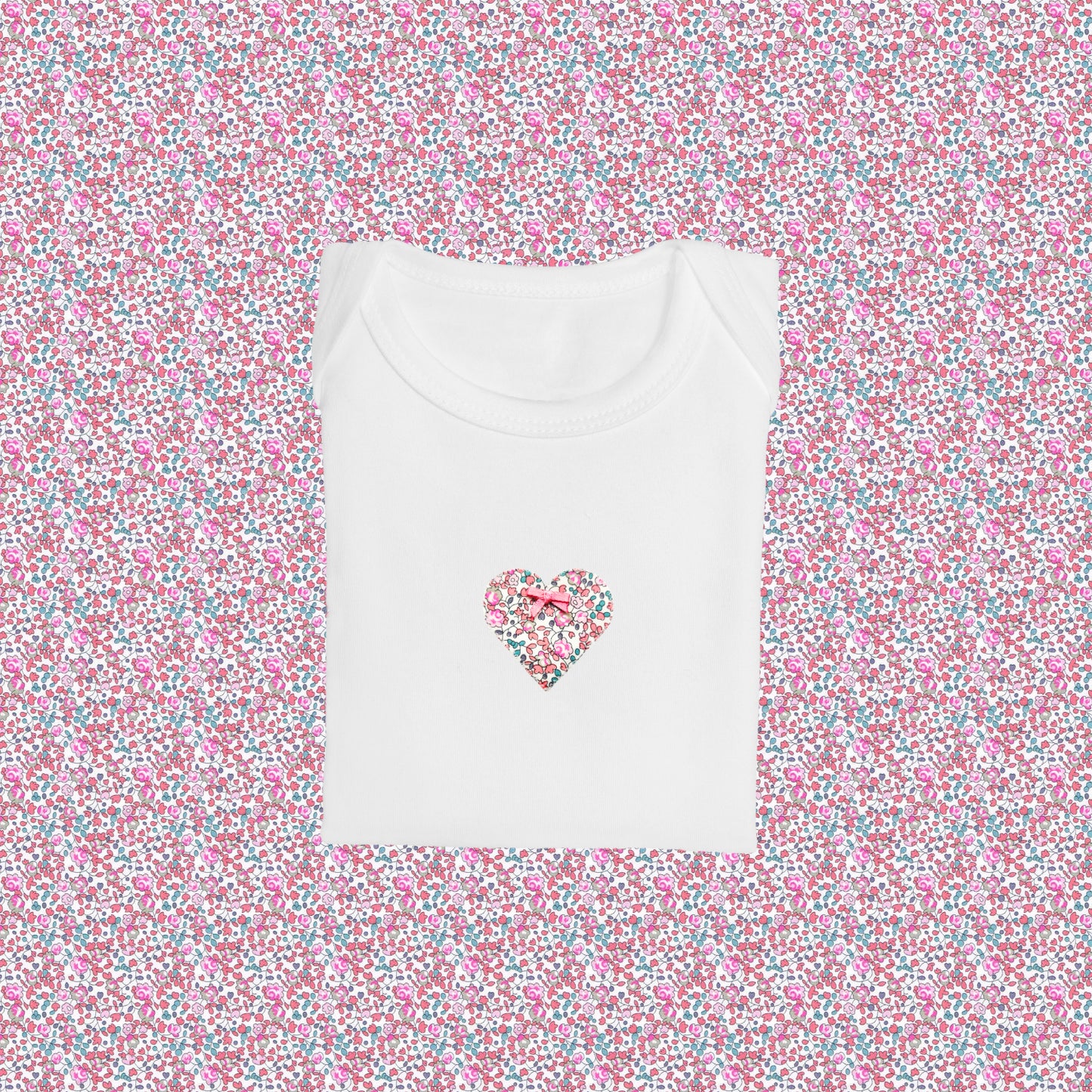 Short Sleeve Bodysuit - Heart Light Pink