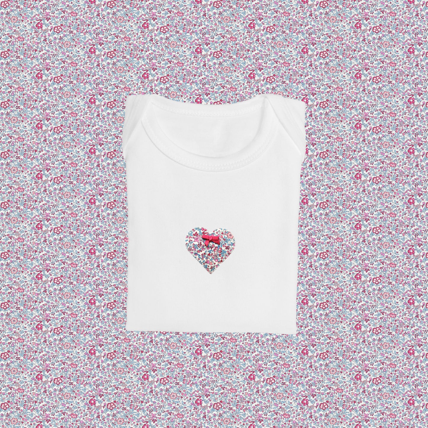 Short Sleeve Bodysuit - Heart Pink