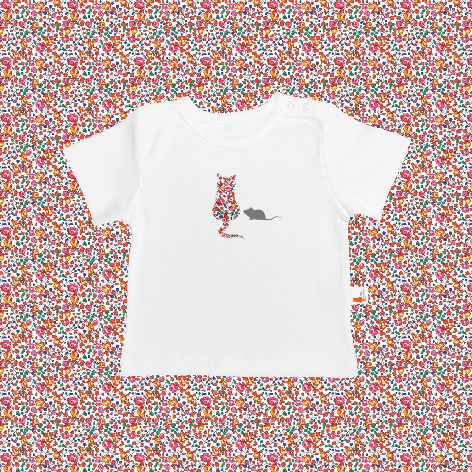 Short Sleeve T-Shirt Cat and Mouse Orange - Main Image