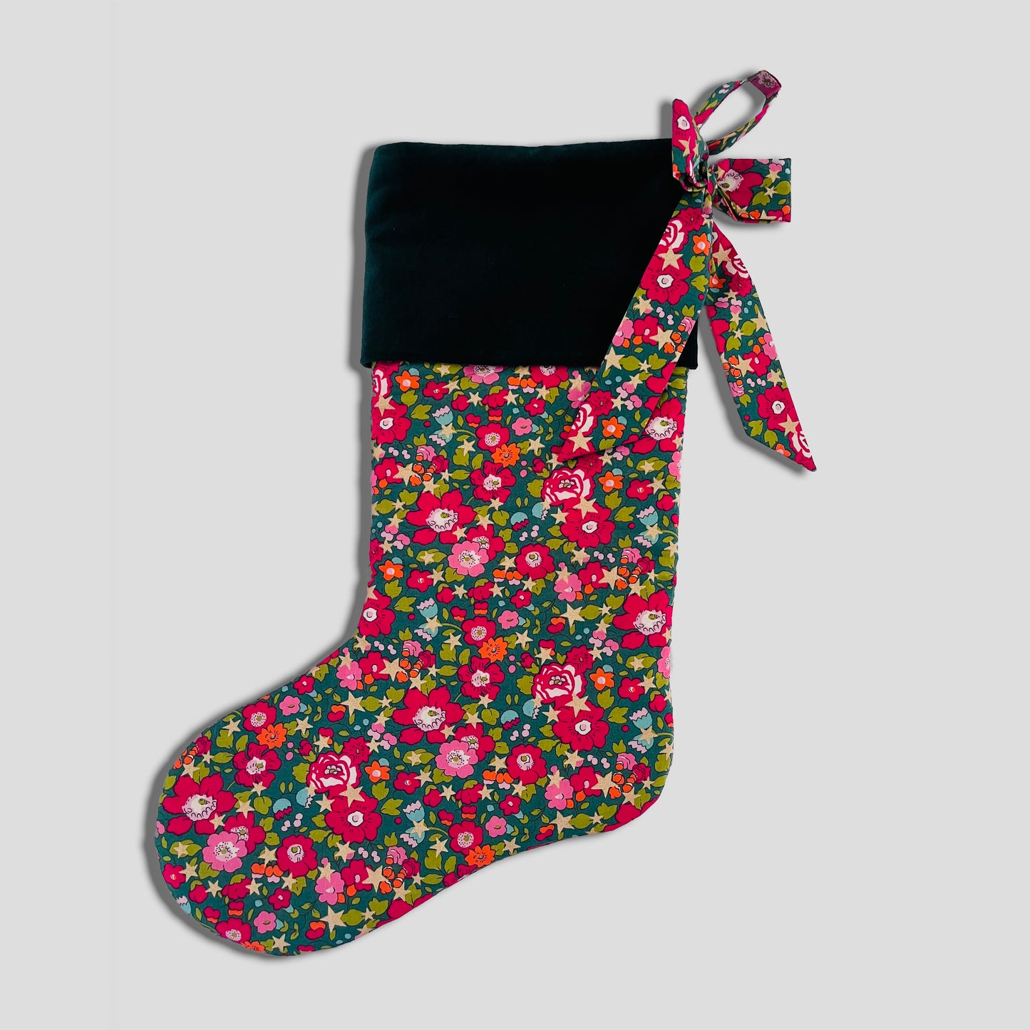 Christmas Stocking  - Betsy star green (green cuff)