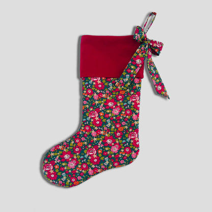 Christmas Stocking  - Betsy star green (pink cuff)