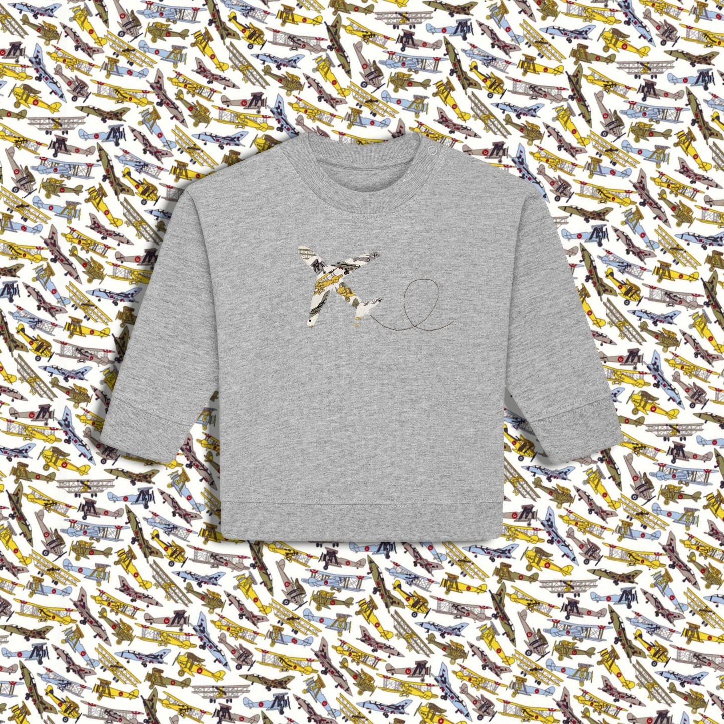 Baby Sweatshirt Grey - Plane Yellow