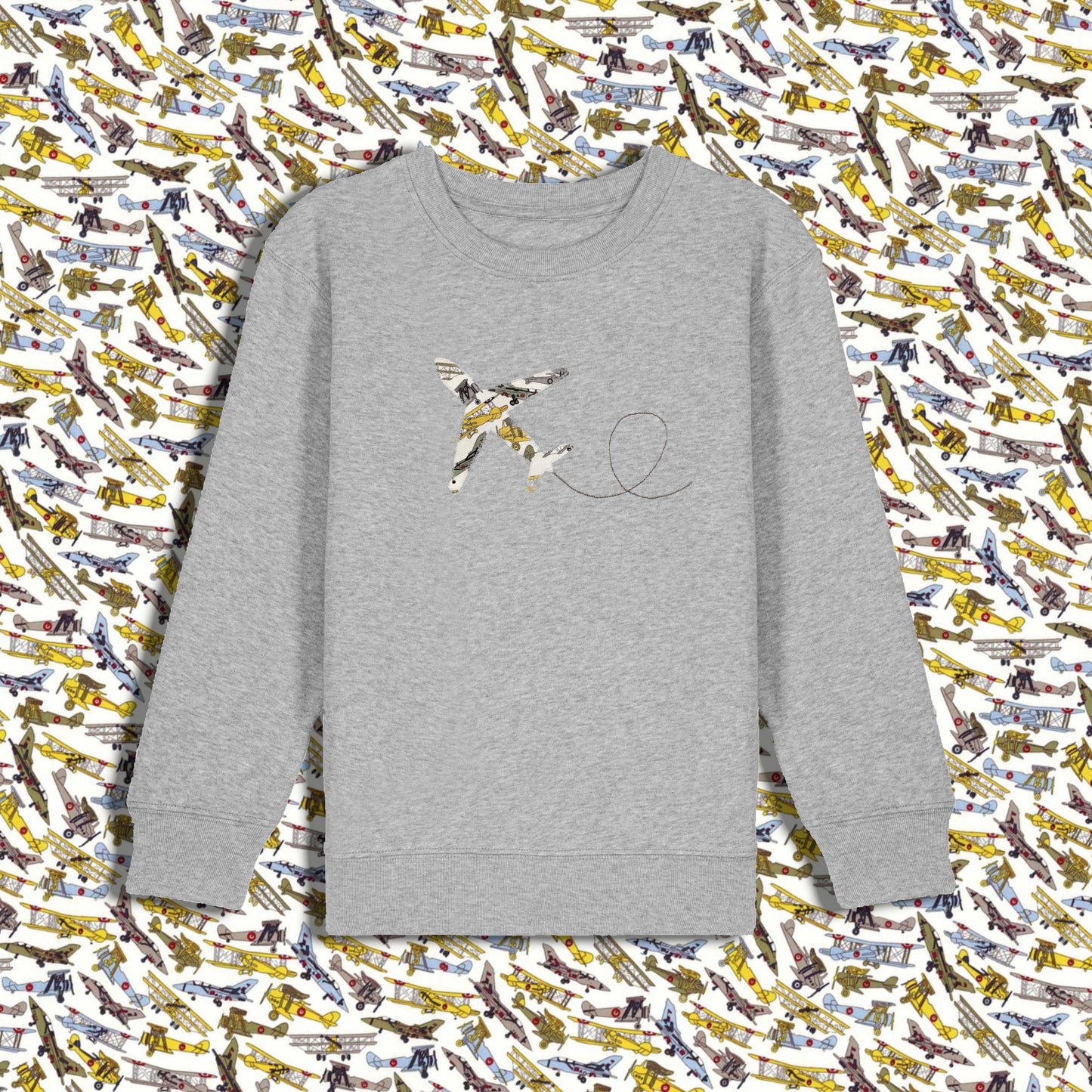 Kids Sweatshirt Grey - Plane Yellow