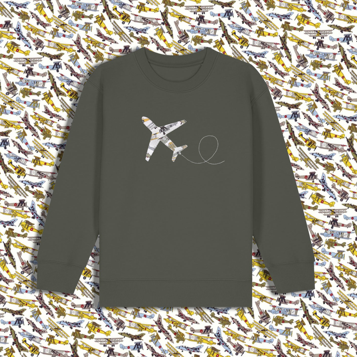 Kids Sweatshirt Khaki - Plane Yellow