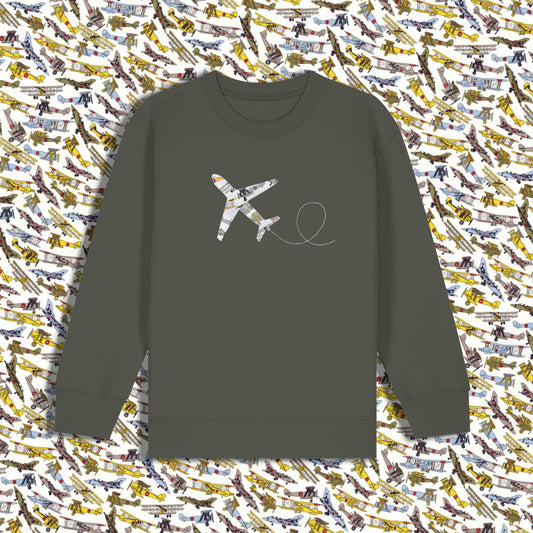 Kids Sweatshirt Khaki - Plane Yellow