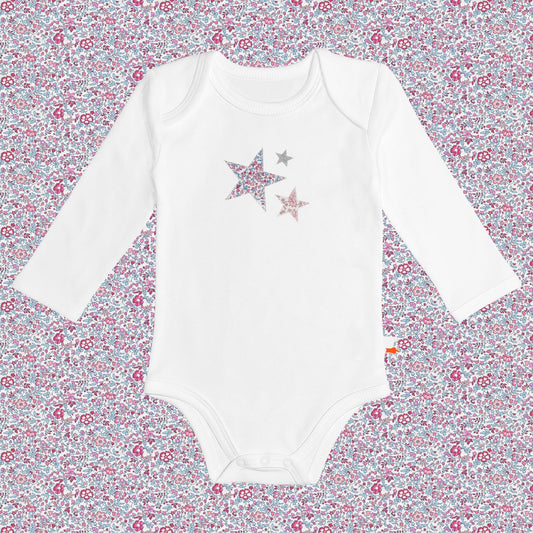 Long Sleeve Bodysuit - Stars Pink