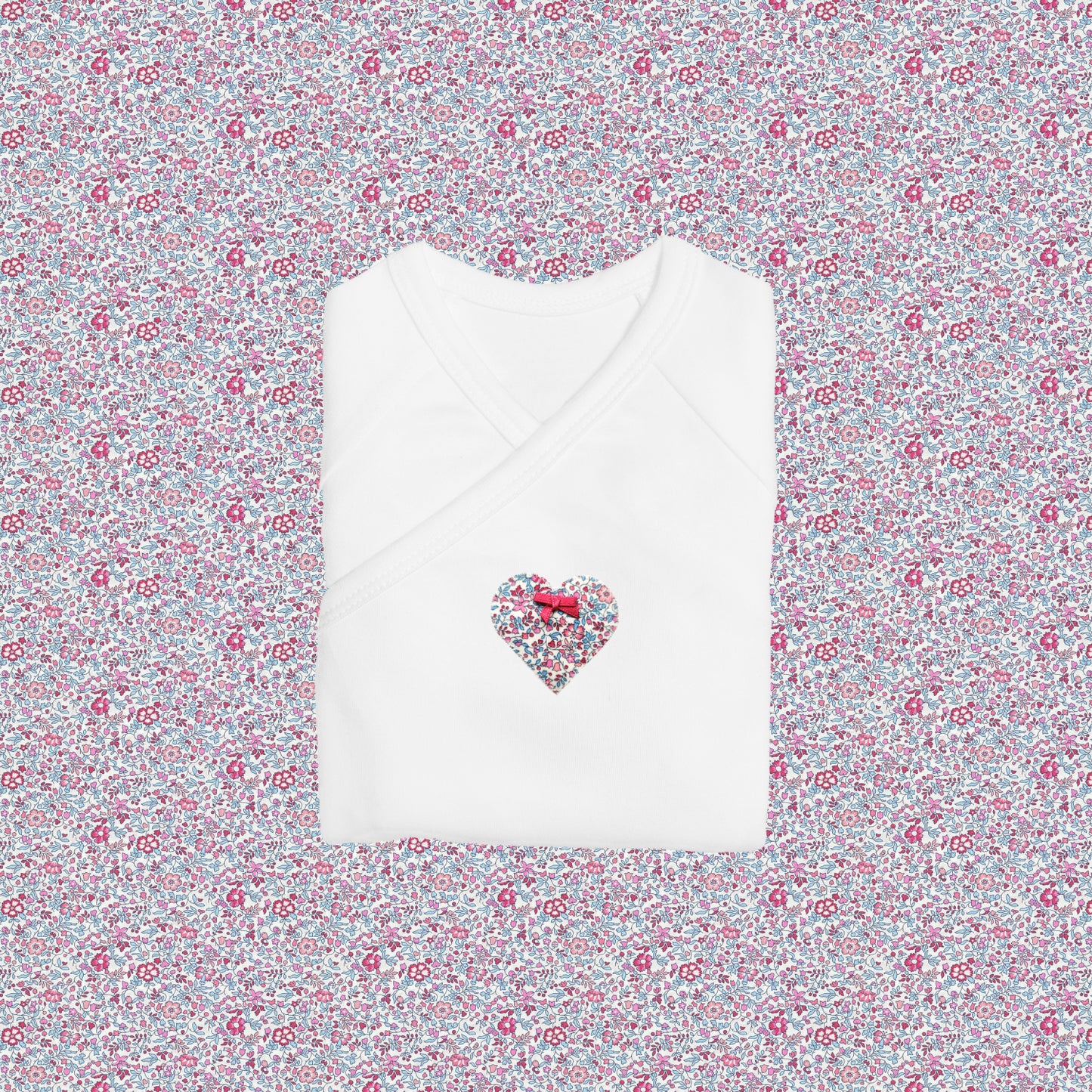 Short Sleeve Kimono - Heart Pink