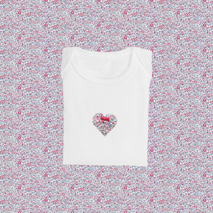 Short Sleeve Bodysuit - Heart Pink