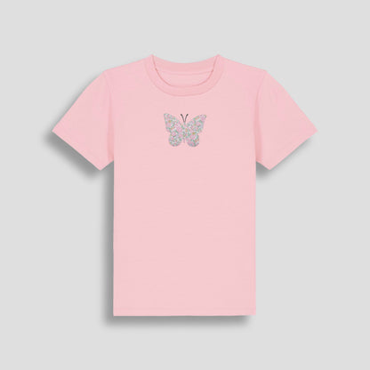 Short Sleeve T-Shirt Pink - Butterfly Pastel Pink