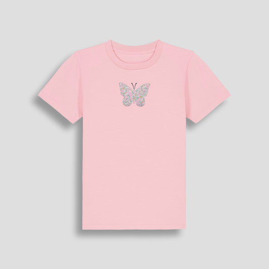 Short Sleeve T-Shirt Pink - Butterfly Pastel Pink