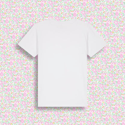 Short Sleeve T-Shirt White - Butterfly Pastel Pink