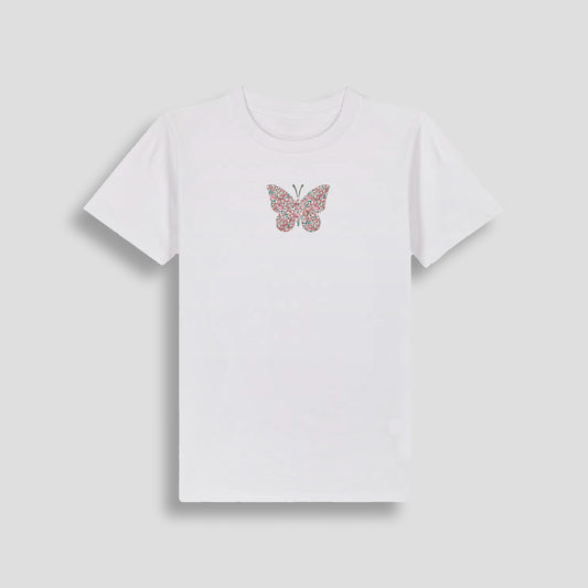 Short Sleeve T-Shirt White - Butterfly Light Pink