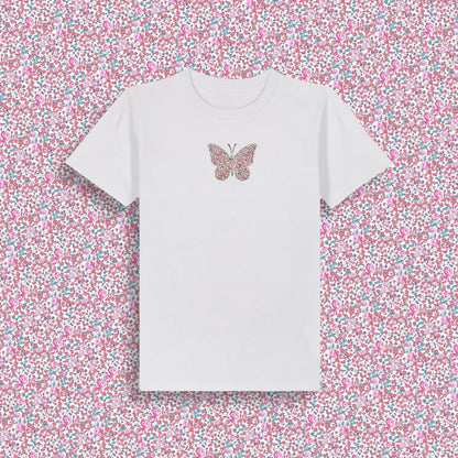 Short Sleeve T-Shirt White - Butterfly Light Pink