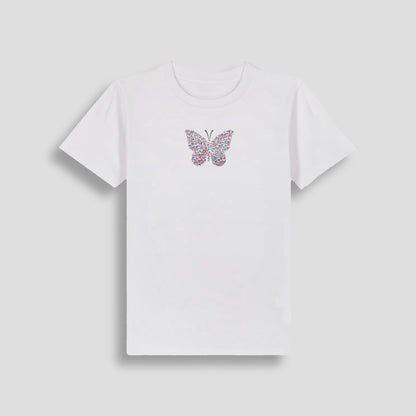 Short Sleeve T-Shirt White - Butterfly Pink