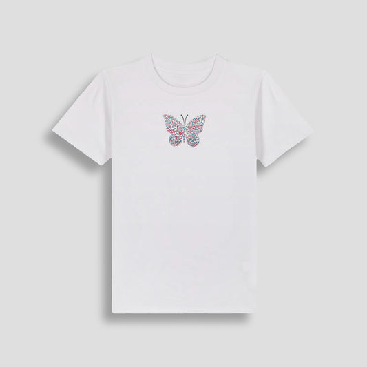 Short Sleeve T-Shirt White - Butterfly Pink