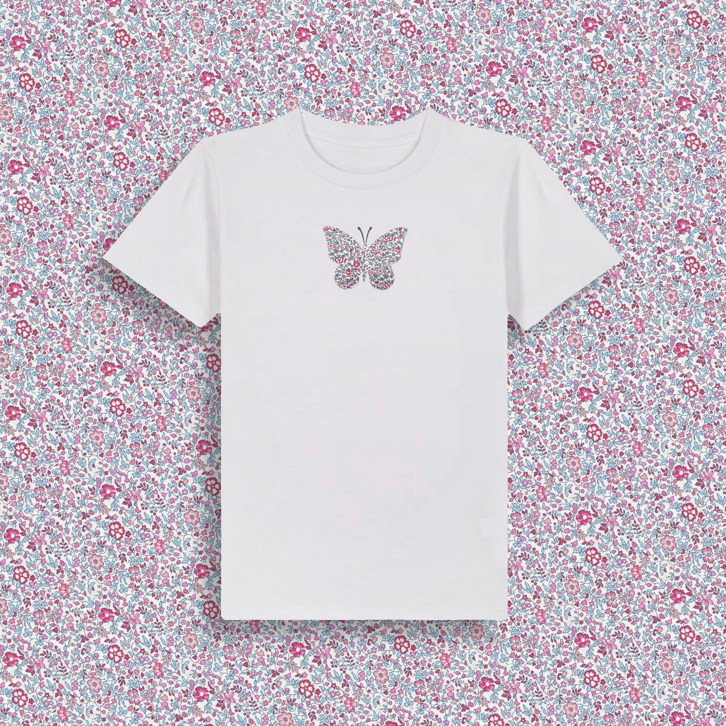 Short Sleeve T-Shirt White - Butterfly Pink
