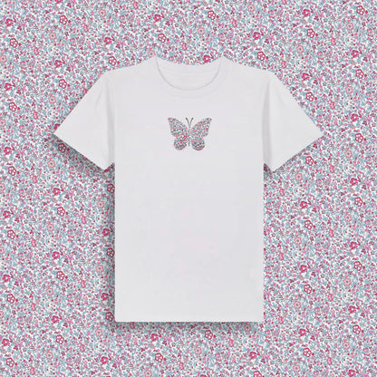 Short Sleeve T-Shirt White - Butterfly Pink