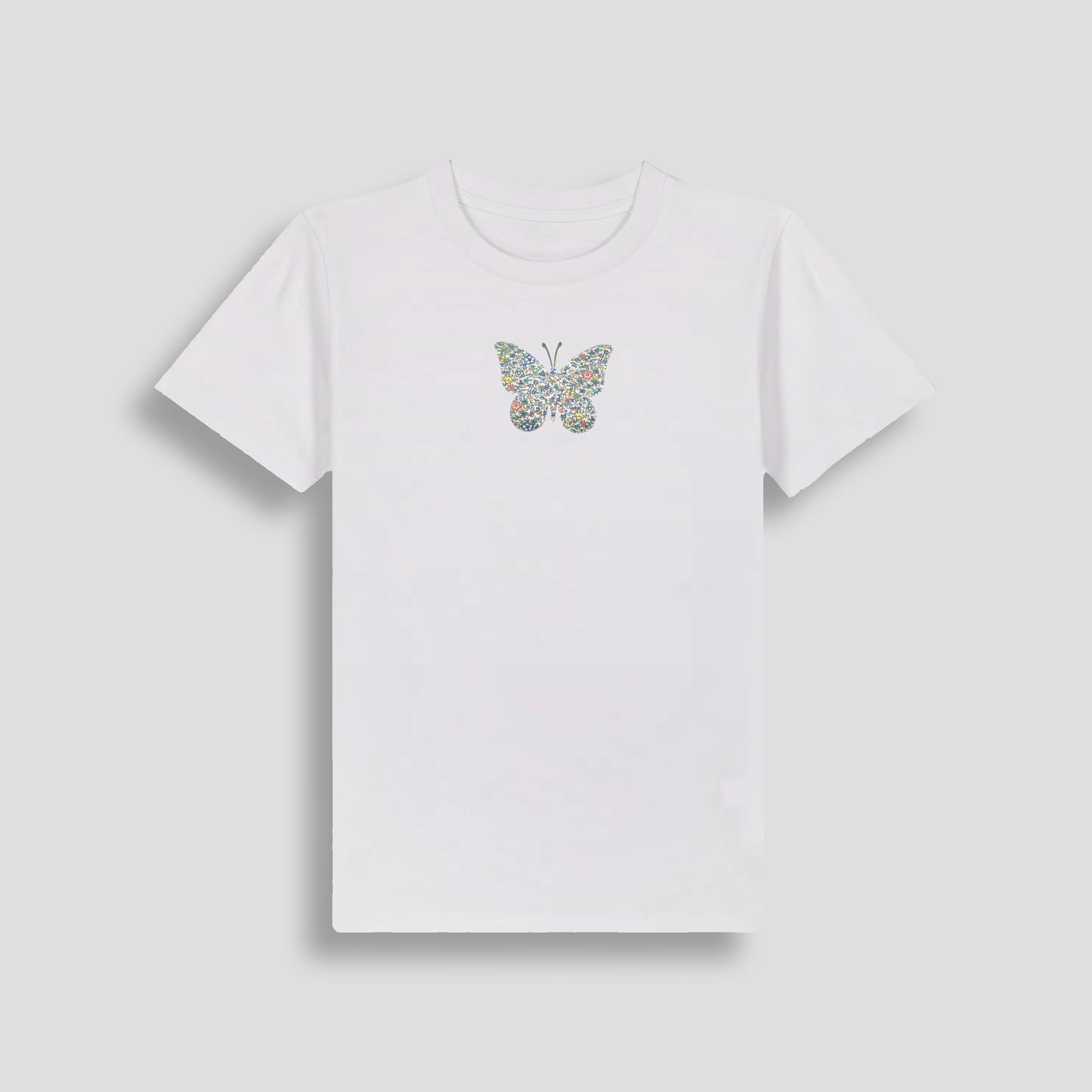 Short Sleeve T-Shirt White - Butterfly Yellow/Blue