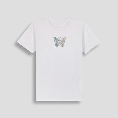 Short Sleeve T-Shirt White - Butterfly Yellow/Blue