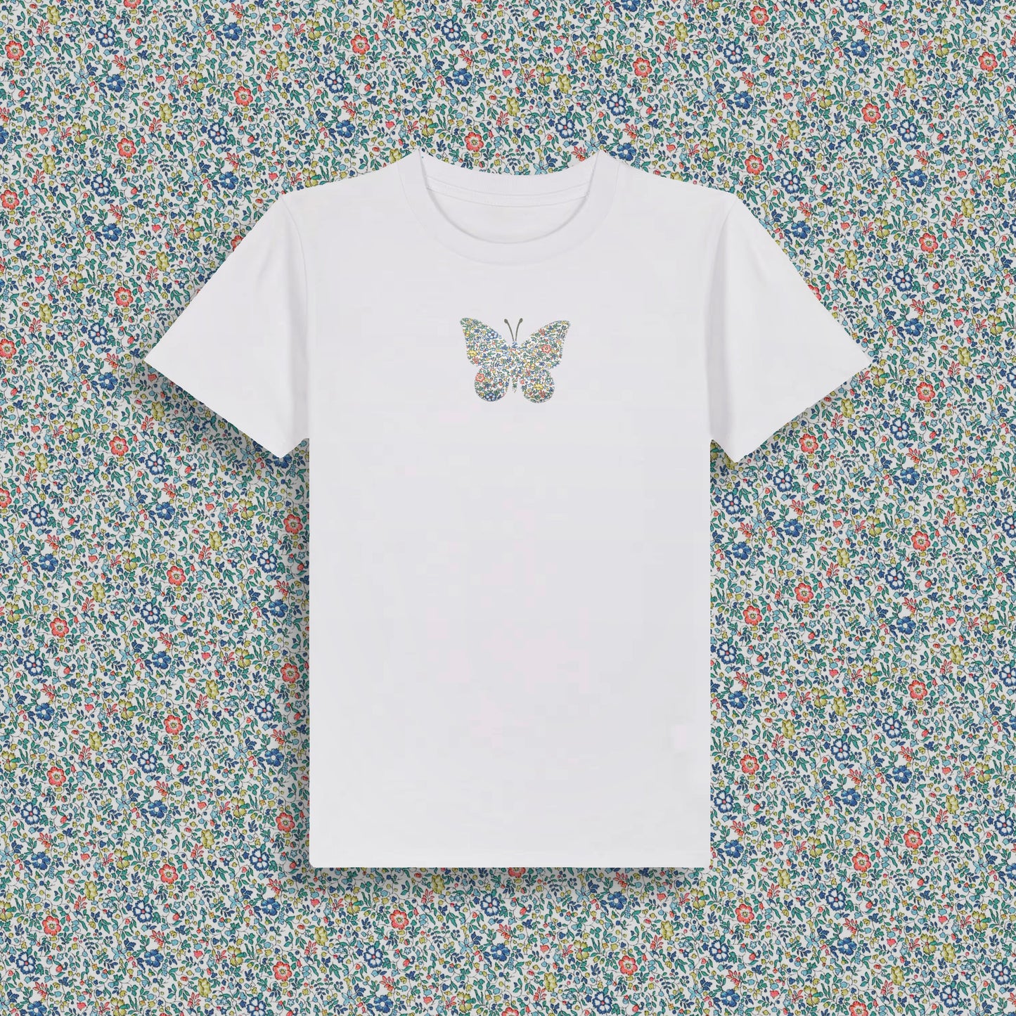 Short Sleeve T-Shirt White - Butterfly Yellow/Blue