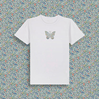 Short Sleeve T-Shirt White - Butterfly Yellow/Blue